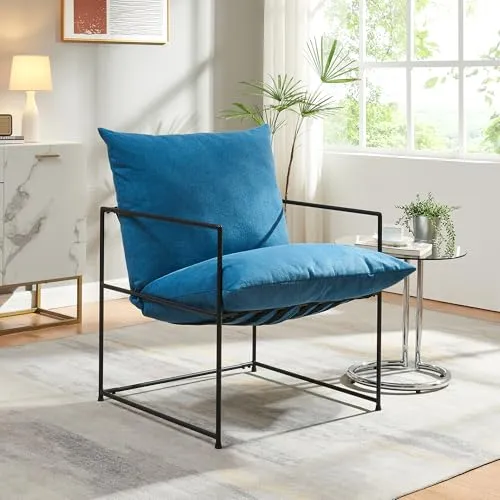 [en.casa] Utsjoki Loungesessel - Bequemer Relaxsessel mit Metallgestell - Sessel & Stühle: Komfortabler Lesesessel mit abnehmbarem, maschinenwaschbarem Bezug und robustem Metallgestell für Langlebigkeit – ideal für entspannte Stunden.