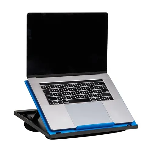 Mind Reader Laptop-Ständer, Betttablett, zusammenklappbar, Kissen, tragbar, Wohnheim, Kunststoff, 37,5 cm L x 27,9 cm B x 18,5 cm H, Blau