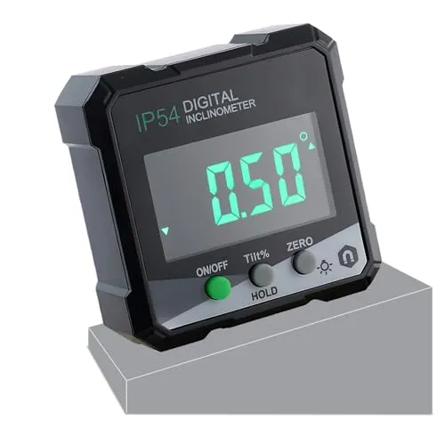 OBEST Digitaler Neigungsmesser LCD 4x90°, Digitaler Neigungsmesser 360°, Magnetischer Winkelmesser IP54 Wasserdicht, Hochpräzises Messwerkzeug für Zimmerei Bau Dekorateur