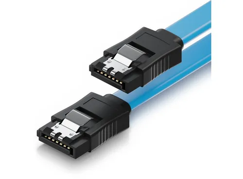 deleyCON deleyCON 0,5m S-ATA 3 Datenkabel mit Clip Blau - 2x Stecker gerade - Computer-Kabel