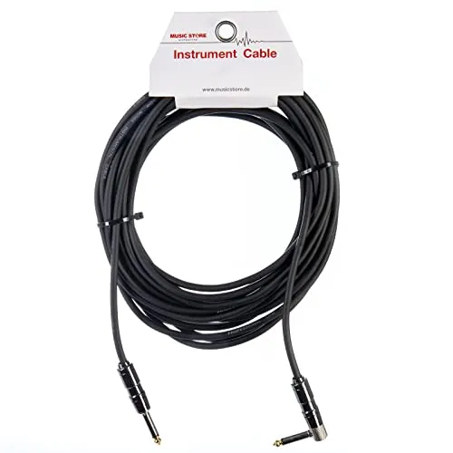 Music Store, Instrumentenkabel, Mute Plug, Gerade/Winkelstecker, 10m, Schwarz, Vergoldete Kontakte