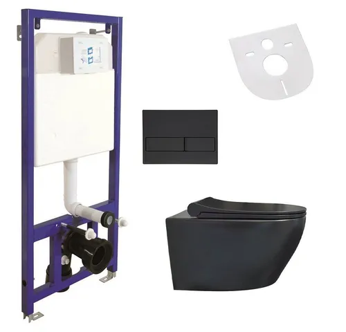 Hänge-WC Komplettset Schwarz Matt in schwarz von Belvit