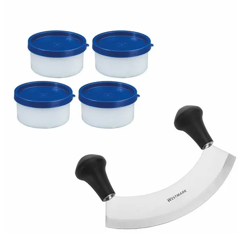 WESTMARK Wiegemesser Kräuter-Set, 5tlg,+ 4 Kräuterdosen zum Einfrieren
