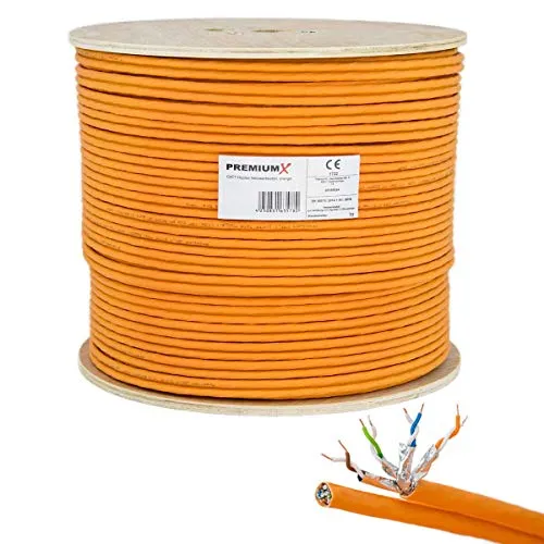 Premium X CAT 7 Netzwerkkabel 100m LAN Kabel Duplex Kupferkabel Ethernet Datenkabel S/FTP PiMF PoE Eca Kat7 Verlegekabel Installationskabel für müheloses Verlegen