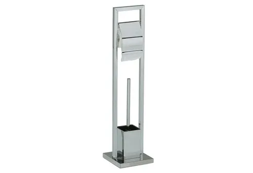 IDIMEX Toilettenpapierhalter TOMA - WC Garnitur mit Bürste und edlem Design - Toilettenpapierhalter mit freistehender WC Garnitur, stabiler Standfuß und dekorativem Metallrollenhalter. Ideal für stilvolle Badezimmer und einfache Reinigung der Bürste.