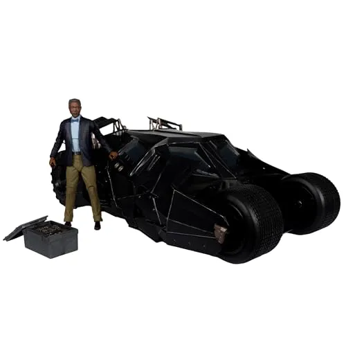 DC Multiverse Tumbler mit Lucius Fox (The Dark Knight) - Spielfigur Fahrzeug aus der McFarlane DC Multiverse-Reihe, kompatibel mit 7-inch Figuren und inklusive 18 cm Catwoman Actionfigur für aufregende Abenteuer in Gotham City.