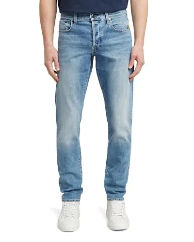 G-STAR RAW Herren 3301 Regular Tapered Jeans - Stilvolle Herrenjeans mit normaler Bundweite und mittelhohem Bund. Schmal zulaufend vom Knie zum Knöchel, ideal für einen modernen Look. Praktischer Knopfverschluss und Logo-Grafik über der Gesäßtasche.