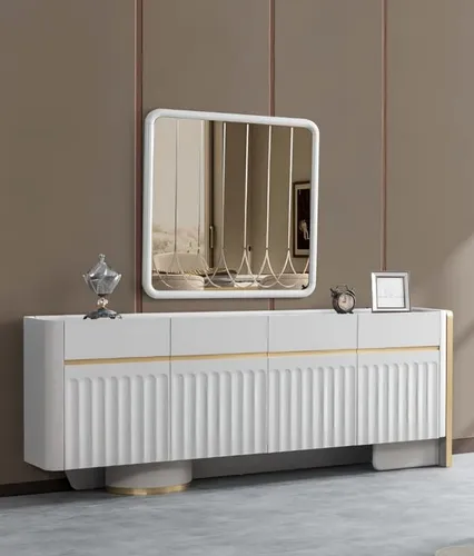 Elegantes Sideboard mit Spiegel in Weiß – Modernes Design