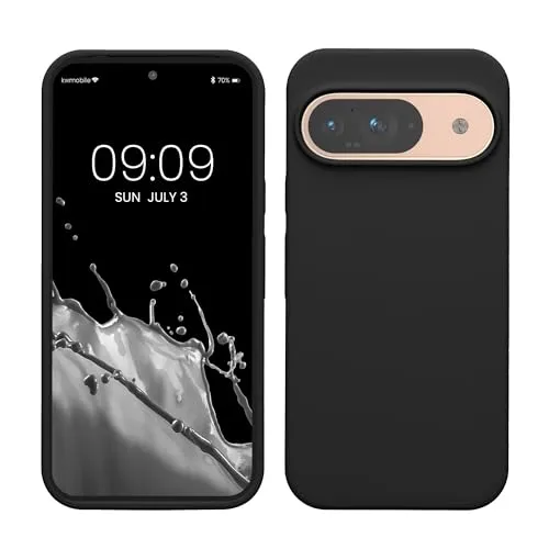 kwmobile Handyhülle für Google Pixel 9 Hülle/Google Pixel 9 Pro Hülle, für Pixel 9 Hülle/Pixel 9 Pro Hülle, für Pixel 9 Case/Pixel 9 Pro Case - Hülle Silikon - kabelloses Laden - Schwarz matt