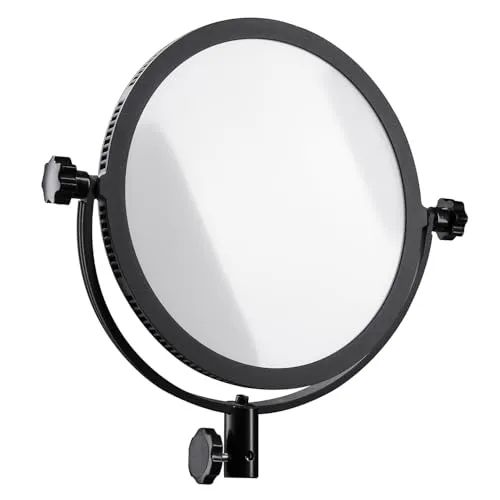 Walimex pro Soft LED 300 Round Daylight Flächenleuchte, leistungsstarke Videoleuchte 30 W, runde Studioleuchte mit U-Halterung, LED Leuchte mit Farbtemperatur 5600 K