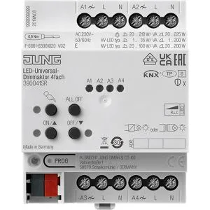 Jung 390041SR KNX LED-Universal-Dimmaktor 4-fach - 4-fach dimmbar, effiziente Steuerung für Smart Home Beleuchtung