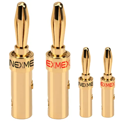 Bananenstecker 4mm schraubbar vergoldet 4x NEXMEX Stecker für Lautsprecherkabel