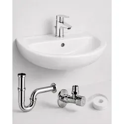 BADfabrik24 Waschtisch-Set 550 × 430 mm Weiß mit Edition One Armatur