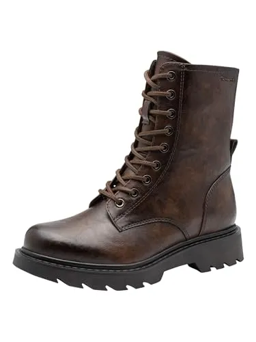 Tamaris Damen Stiefel Leder braun 37 - Wanderschuhe mit Touchit-Fußbett für individuellen Komfort, moderne Schnürung und Reißverschluss für einfache Handhabung, ideal für urbane Abenteuer.