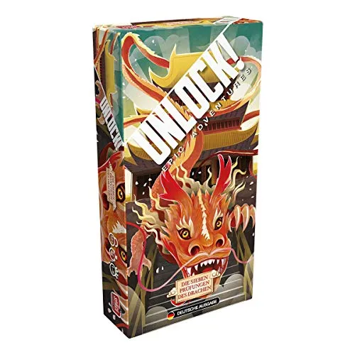 Space Cowboys Unlock! Die Sieben Prüfungen des Drachen - Kooperatives Rätselspiel für 1-6 Spieler, ab 10 Jahren, spannende Prüfungen im Tempel des Goldenen Drachen