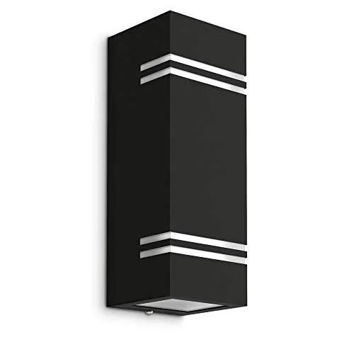 SSC-LUXon LED Außen-Wandleuchte JOVO-L Up & Down Schwarz IP44 - Moderne Außenlampe mit 2x GU10 LED, extra warmweißem Licht und IP44 Wetterschutz. Ideal für Hauswände und Gärten, sorgt für Sicherheit und stilvolle Akzente.