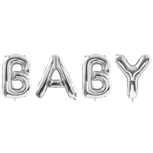 Folienballon Baby in Silber 262x86cm Partyzubehör Ballons Baby-Shower