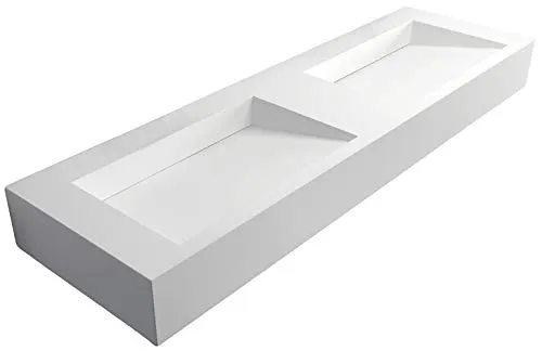 Bernstein Badshop TWG16 Aufsatzwaschbecken - Wandwaschbecken aus hochwertigem Mineralguss Solid Stone in elegantem Weiß, ideal für moderne Badezimmergestaltung - Maße: 152 x 45 x 15 cm.