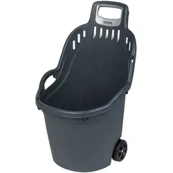 Stefanplast Gartentrolley 60 l Anthrazit - Weitere Gartenhelfer: Robuster Gartentrolley mit 60 l Volumen, großen Rollen und rückenschonender Höhe für einfache Mobilität und praktische Haken zur Werkzeugaufbewahrung.