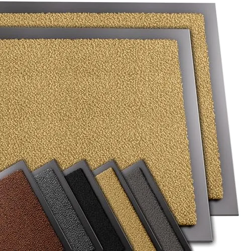 VOUNOT 2er-Set Hochwertige Fußmatte Innen und Außen, Schmutzfangmatte rutschfest,waschbar & wetterfest, Fussmatte für Eingangsbereich & Aussenbereich, Läufer Flur dünn 40x60cm, Beige