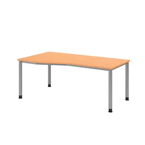 Hammerbacher Schreibtisch HS18 - 4-Fuß, 180x100/80cm - Kinderschreibtisch mit 25mm Bucheplatte, stufenlos höhenverstellbar von 68,5 bis 81cm, ideal für ergonomisches Arbeiten und Wachstum.