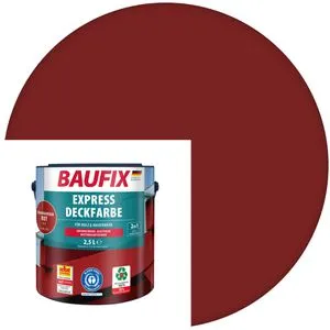 BAUFIX Express Deckfarbe 2,5 Liter - Skandinavisch Rot Matt - Farben: Hoch deckende Wetterschutzfarbe für Haus und Garten, ideal für langlebigen Schutz und ansprechende Farbgestaltung.