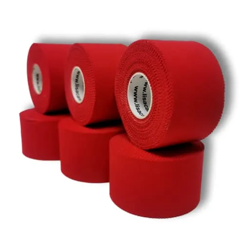LisaCare Sport Tape - 6 Rollen 3,8cm breit - rote Sport Tapes - Fußball Tape - Athletic Tape - Tape Sporttape starker Halt & leicht zu reißen - für jede Sportart & div. Farben (6er-Set - rot)