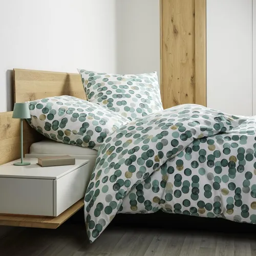 Janine Bettwäsche Davos 65176 waldgrün, Biber, 2-teilig in grün von Janine