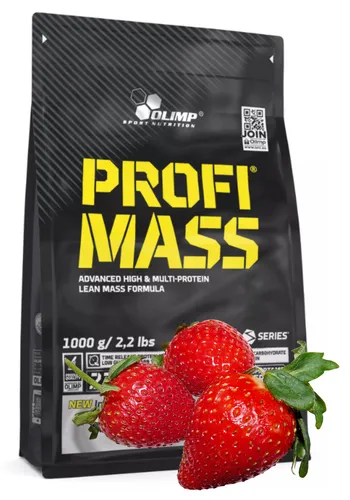 Olimp Profi Mass 1000g Erdbeere - Nährstoffreiches Mahlzeitenersatz-Getränk mit köstlichem Erdbeergeschmack, ideal für aktive Lebensstile und zur Unterstützung der täglichen Ernährung.