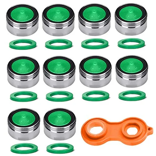 Voarge 10 Stück Strahlregler M24, Wasserhahn sieb Einsatz, Mischdüse mit ABS-Filter inkl 1 Stück Schlüssel, 10 Stück Pad für Wasserhähne