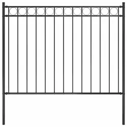 vidaXL Gartenzaun aus Stahl 1,7x1,2 m in Schwarz - Gartenzäune, stabiler pulverbeschichteter Stahl für hohe Sicherheit und Privatsphäre, elegantes Design mit kreisförmigem Oberteil, ideal für Garten und Terrasse.