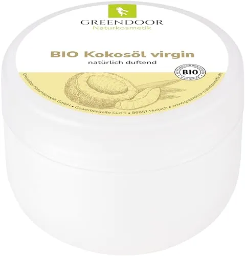 GREENDOOR reines Bio Kokosöl Virgin 200ml kaltgepresst nativ naturbelassen, natürlicher Kokosnuss-Duft, parfümfrei Massage-Öl Körperöl Hautpflege Körper-Pflege Haarpflege Naturkosmetik Rasieröl