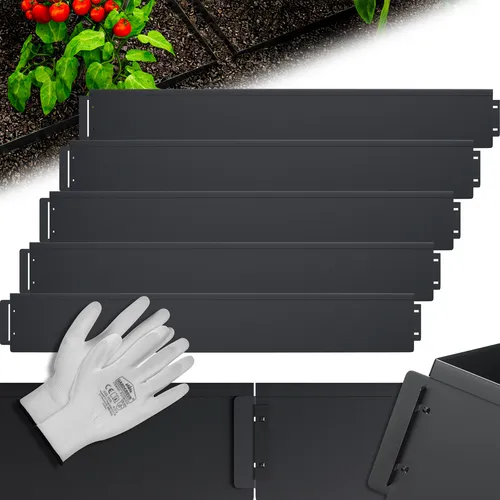 GARDEBRUK® Beeteinfassung 15er-Set Schwarz Metall 15mx14cm - Beeteinfassungen aus verzinktem, rostfreiem Stahl für stilvolle Gartenumrandungen. Innovatives Stecksystem ermöglicht einfache Montage und flexible Gestaltung.