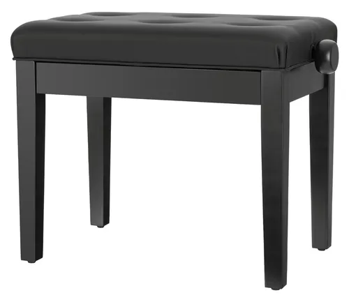 Classic Cantabile Pianobank Modell D Schwarz Matt - Zubehör für Tasteninstrumente, Höhenverstellbarer Klavierhocker mit schwarzem Kunstlederpolster und massiver Holzkonstruktion für optimalen Sitzkomfort.