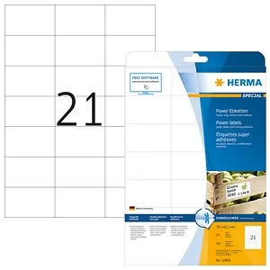 HERMA Power-Etiketten 10906 weiß 70,0 x 42,3 mm, 25 Blatt
