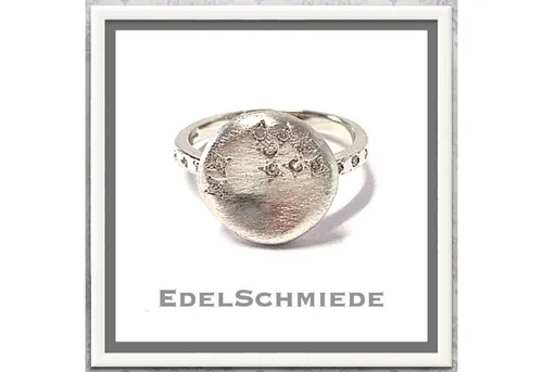 Edelschmiede925 Silberring Ring 925 Silber rhod mit Zirkonia - matt - Ringgröße 54
