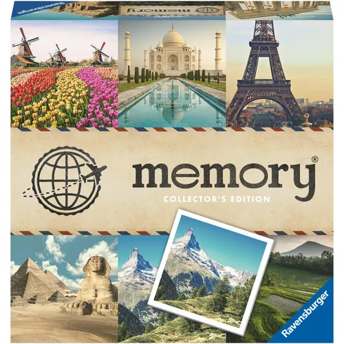 Ravensburger Collector's Memory® Schönste Reiseziele - 27379 - Gesellschaftsspiel mit 64 hochwertigen Bildkarten von Traumorten, ideal für Familien und Reisefans. Fördert Gedächtnis und Konzentration, inklusive Mini-Postern zum Verschicken oder Rahmen.