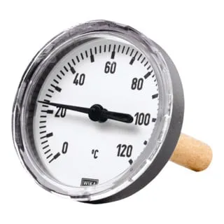 Riegler Bimetallthermom., G 1/2 hi., Tauchschaftlänge 40mm Ø80, bis 120°C