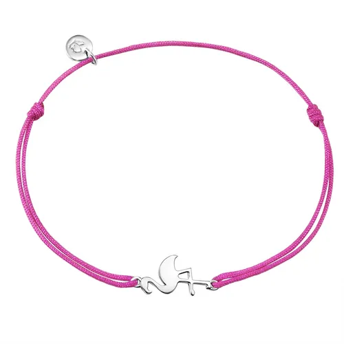 GLANZSTÜCKE MÜNCHEN Damen-Textilarmband pink Flamingo - Armband für Damen aus hochwertigem Textil mit einem stilvollen Flamingo-Anhänger aus rhodiniertem Sterlingsilber. Verstellbarer Zugverschluss für perfekten Tragekomfort – das ideale Schmuckstück für Fashionistas.