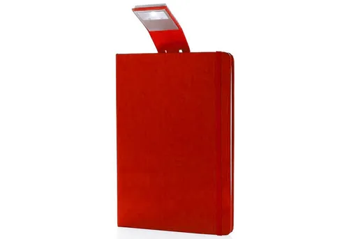 XD Collection Notizbuch Notizblock A5 mit Hardcover Leselampe 160 cremeweiße Seiten Liniert, mit LED Lesezeichen & Gummiband