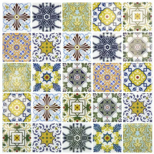 Klebefolie Vinyl Fliesenaufkleber bunt Retro Mosaik Wand Küche Bad WBvinyl-retro