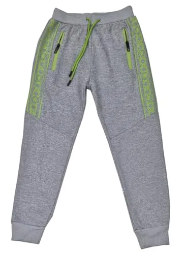 Fashion Boy Jogginghose Freizeithose warm gefüttert in Grau/Grün, Gr. 122/128, J285.8
