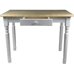 Esstisch mit Schublade Küchentisch Tisch Massiv Kiefer Speisetisch massiv (60x90 cm, Kiefer Lackiert) - Ocker/Weiß