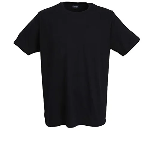 Ceceba Herren T-Shirt, Kurzarm, Baumwolle, Single Jersey, Navy, Uni, 2er Pack (DE/NL/SE/PL, Numerisch, 56, Regular, Regular, Schwarz)