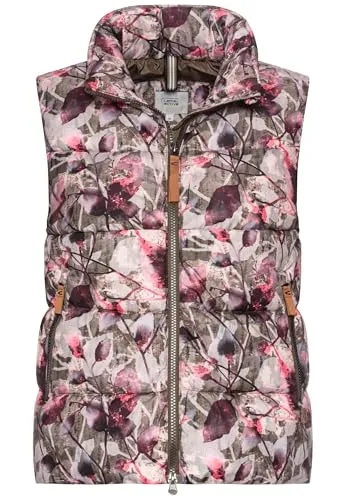 camel active Damen Outdoor Weste im Relaxed Fit Grau-Pink - Damen-Westen, wasserabweisend und winddicht, ideal für aktive Frauen und umweltfreundlich aus 100% recyceltem Polyester gefertigt.