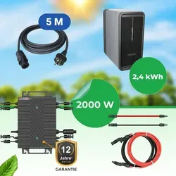 Marstek B2500-D 2,24 kWh Balkonkraftwerk Speicher + HSEU-2000D WiFi Wechselrichter(drosselbar auf 600 W) inkl. 5 m Kabel, erweiterbar auf 6,72 kWh