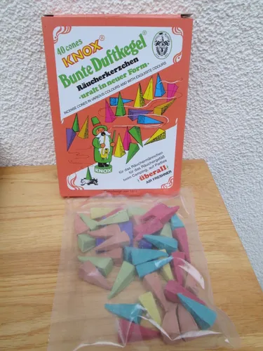 Knox Räucherkerzen Bunte Duftkegel 40 Stück gemischt Retrodesign (Stk 0.09.- € )
