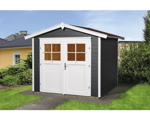 weka Massivholz Gartenhaus 285 x 235 cm in Anthrazit/Weiß
