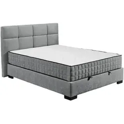 Mid.you Boxbett, Anthrazit, Textil, H3 + H4, 9-Zonen, 140x200 cm, Bettkasten, gepolstertes Kopfteil, Federkernmatratze, Wendematratze mit unterschiedlichen Härtegraden, Schlafzimmer, Betten, Boxspringbetten