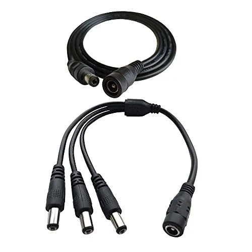 DZYDZR DC 12V Kabel DC 5,5 x 2,1mm Stecker 1 Buchse auf 3 männliche Stromleitung Splitter und Buchse auf männliche Stromleitung Verlängerungskabel 1m (3,3ft)
